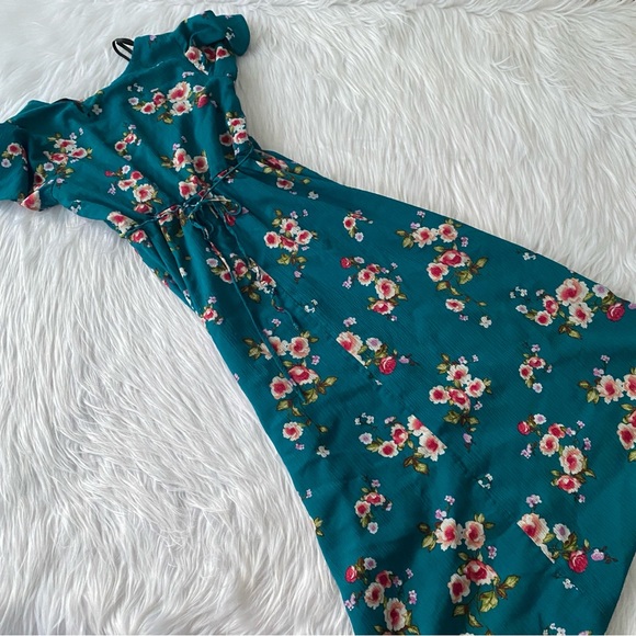AMY BYER UGC Girls Size 8 Blue Floral High Low Dress - Picture 4 of 11